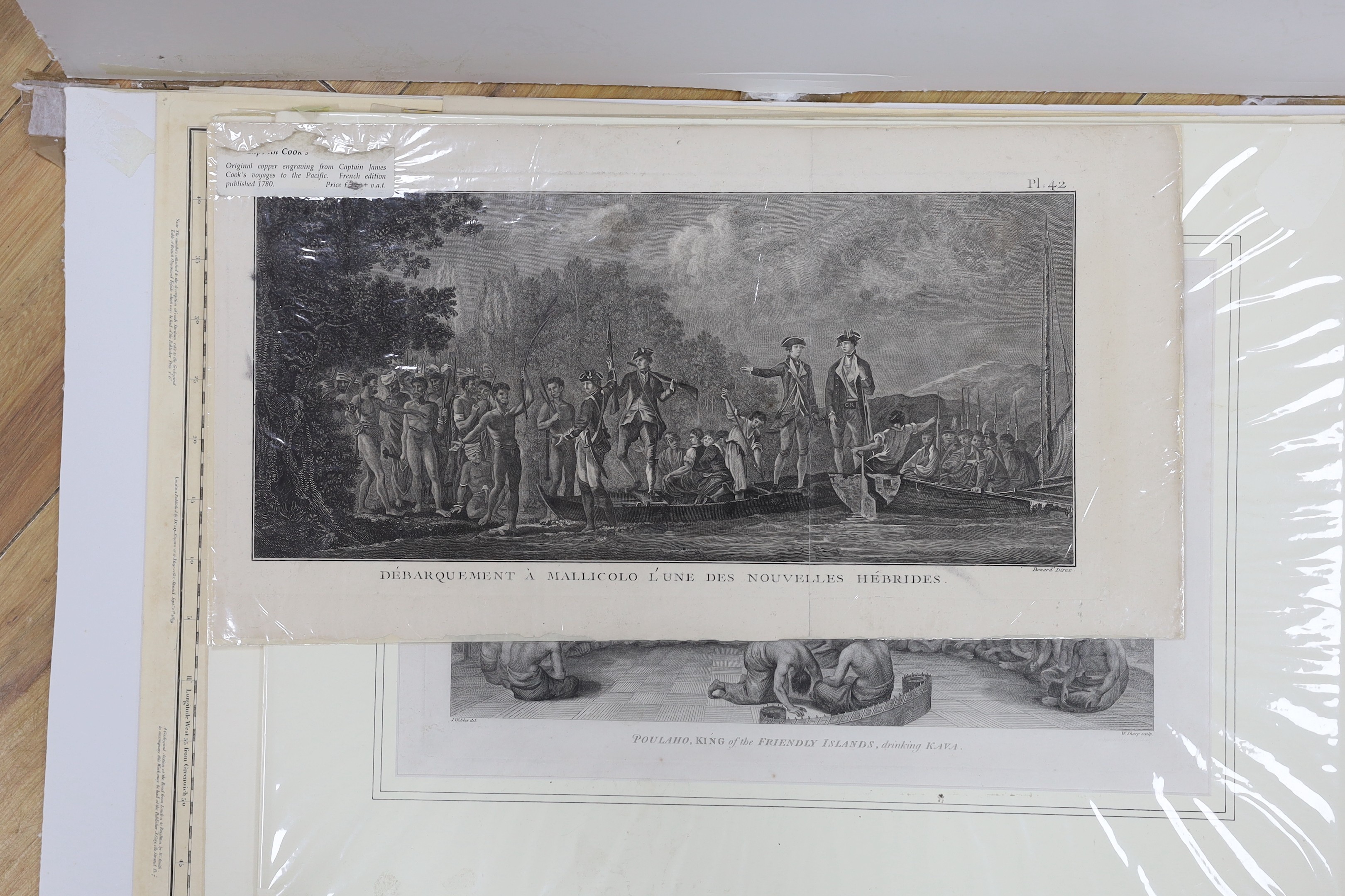 Gustave Adolphe Chassevent-Bacques (1818-1901), two drawings, Studies of drapery, 34 x 49cm, together with a group of assorted 18th century and later engravings